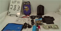 2 SAFETY GLASSES, MINNESOTA VIKINGS CAN COOLER