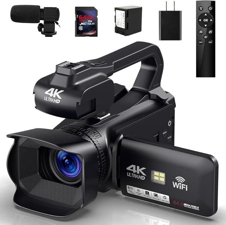New - 4K Video Camera Camcorder 64MP 60FPS 18X