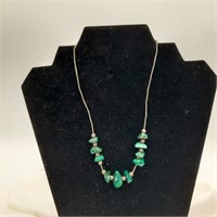 Vintage Green Turquoise & Liquid Silver Necklace