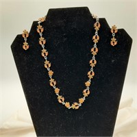 Vintage Amber Dainty Necklace & Earring Set