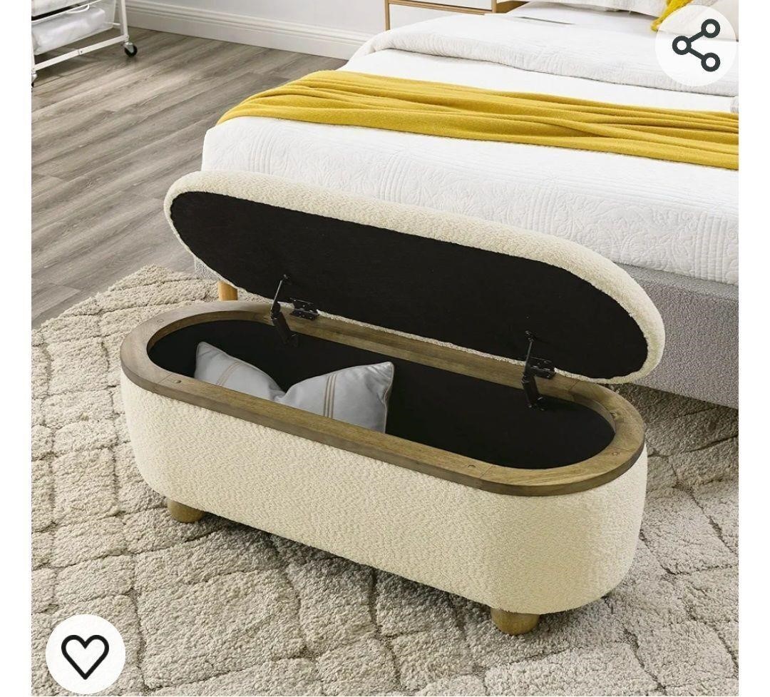 Fabric Oval Bedroom Storage Bench- READ
