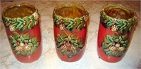 Set of Three Ceramic Christmas Fall Vases
