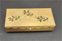 "Gold Tone" Vintage Jewelry Box w/ Rhinestones