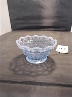 Imperial Glass Laced Edge Blue Glass Bowl