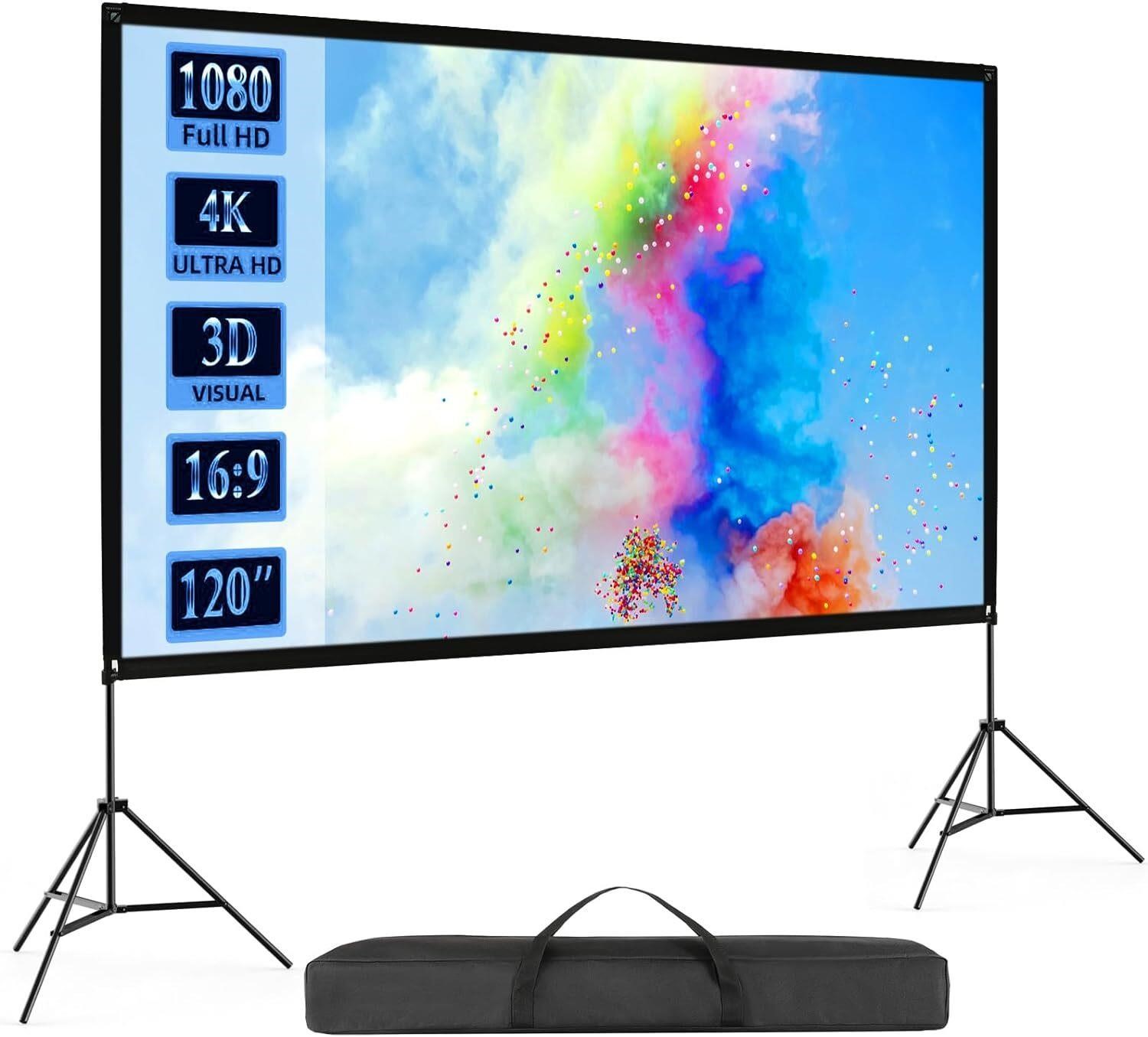 120in Projector Screen w/ Stand  16:9 4K HD