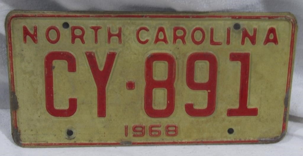 North Carolina 1968 License Plate