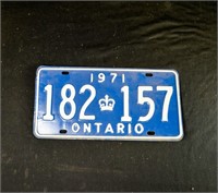 1971 LICENSE PLATE ONTARIO BLUE