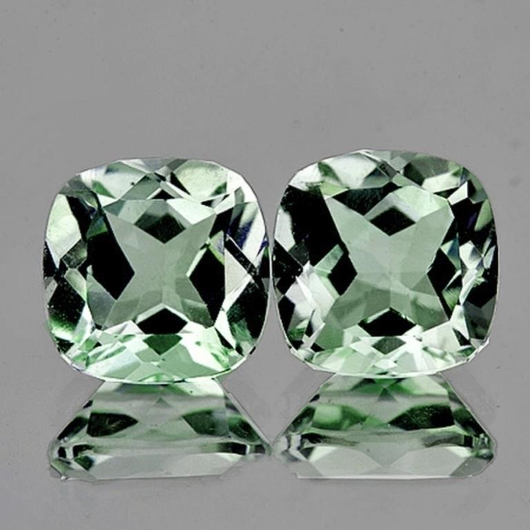 Natural Cushion Green Amethyst Pair [Flawless-VVS]