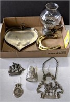 Pewter Candle Holder, Tray, Lamp & More
