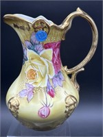 HAND PAINTED NIPPON ROSES PORCELAIN PITCHER