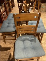 6 VTG  Wood High Back Dining Chairs w/Pads