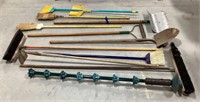 Brooms w/ shovels & rake