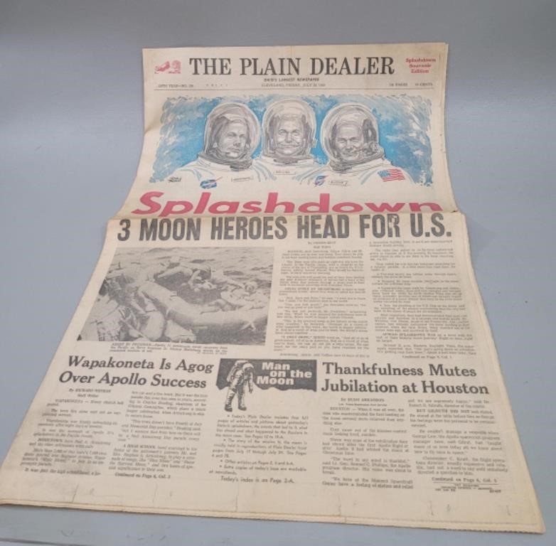 1969 The Plain Dealer Newspaper, Apollo Landing