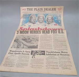 1969 The Plain Dealer Newspaper, Apollo Landing