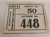1914 Co.50 No.448 Penna. Resident Hunter license