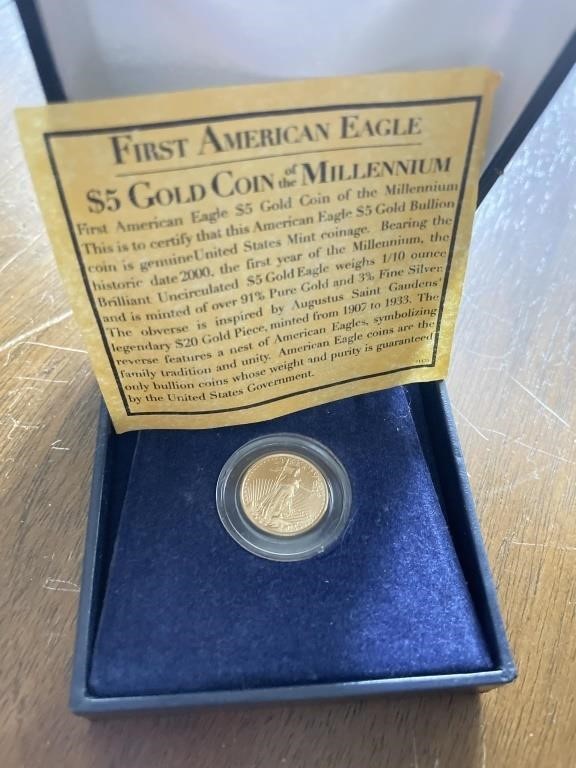 Mint uncirc. $5 first American eagle gold coin