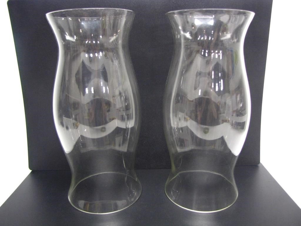 PAIR OF LARGE GLASS CANDLE SHADES/CHIMNEYS