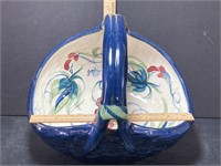 Vintage Gail Pittman Grapevines Ceramic Basket