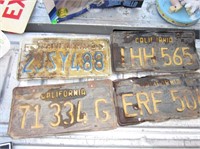 4 Assorted Vintage California License Plates