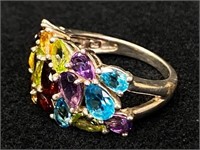 Multicolor Stone Sterling Silver Ring