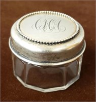 ANTIQUE INK WELL W/ STERLING LID