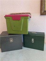 Two Vtg Metal Cases & One Plastic Container