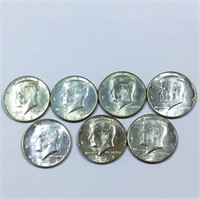 7 1967 Kennedy Half Dollar 40% Silver