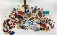 Miniature doll furniture & accessories:  tables,