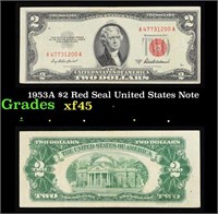 1953A $2 Red Seal United States Note Grades xf+