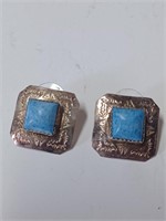 Marked Sterling Tibetan Style Earrings- 5.8g