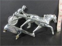 VINTAGE CHROME HORSE RACING JOCKEY HOOD ORNAMENT