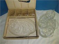 4pc Mid Century Federal Glass Snack Sets - NOS