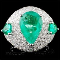 18K Gold 5.07ct Emerald & 2.52ct Diamond Ring