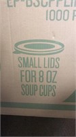 Small lids for 8oz soup cups.