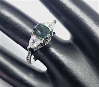 Sterling Silver NVC Signed Colored CZ Ring