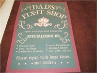 Dad's Fix It Shop Tin Sign 12 x 16 1/2