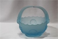 A Teal Blue and Satin Glass Basket
