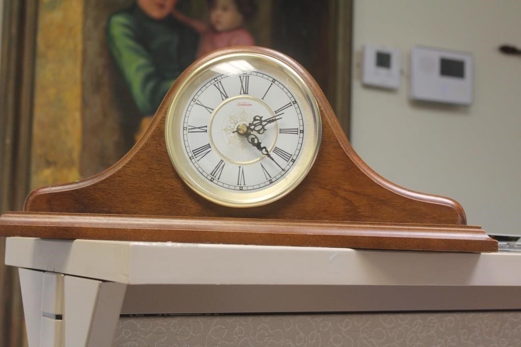 sunbeam wooden mantle clock