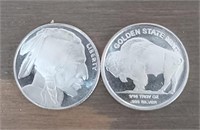Two 1/10 Oz Silver Rounds