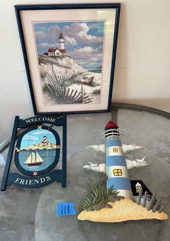 Lighthouse wall art : 17”x21” framed art , 22”H