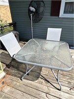 Glass Top Outdoor Table and 2 Chairs