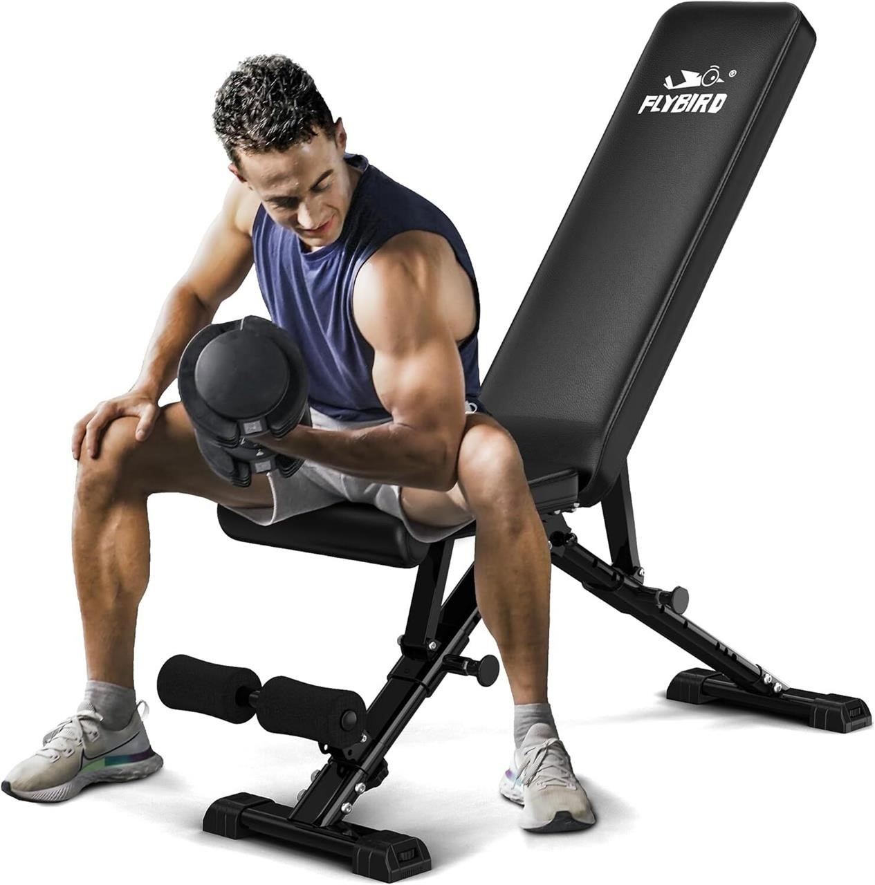 $152  FLYBIRD Adjustable Weight Bench, Black-WB