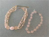 2 Clear & White Bead Necklaces