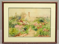 Watercolor, Landscape with Cottage
