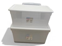 4 Lg Lidded Storage Bins Totes