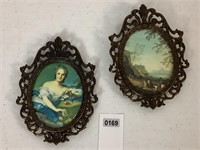 PAIR VNTG OVAL FRAMED PICTURES - ITALY