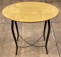 Contemporary Oval Wood & Iron Side Table
