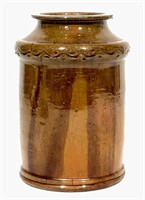 Redware Tobacco jar, attributed to Jacob