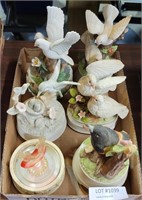 SIX BIRD CERAMIC & PORCELAIN BIRD MUSIC BOXES