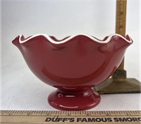 Longaberger NIB red ruffled bowl